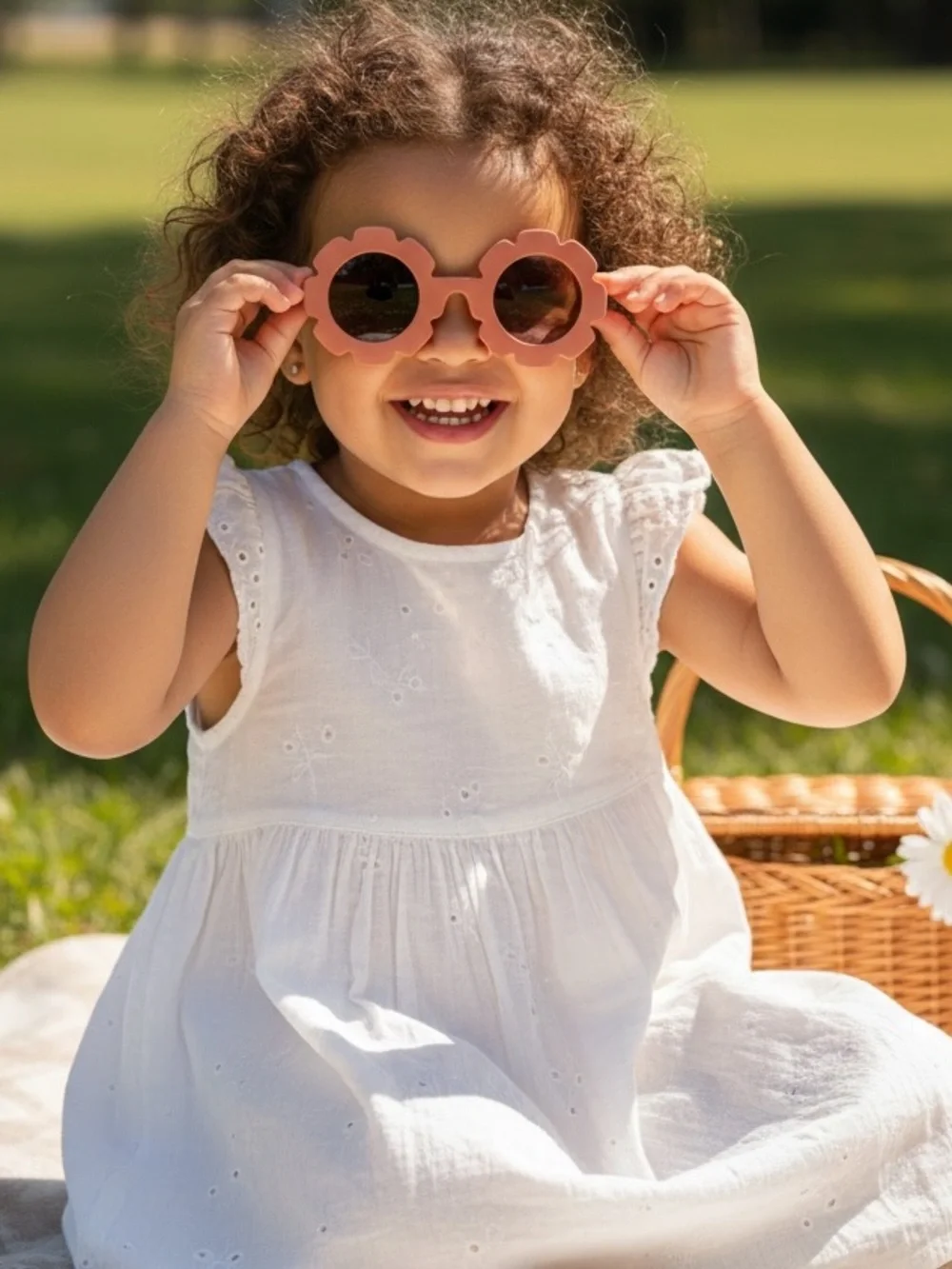 Matte Kids Flower Sunnies In Rust - Picture 4 of 9